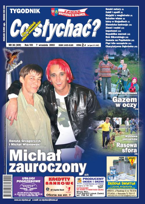 Okładka gazety Co słychać? - nr 36 (309) 2003